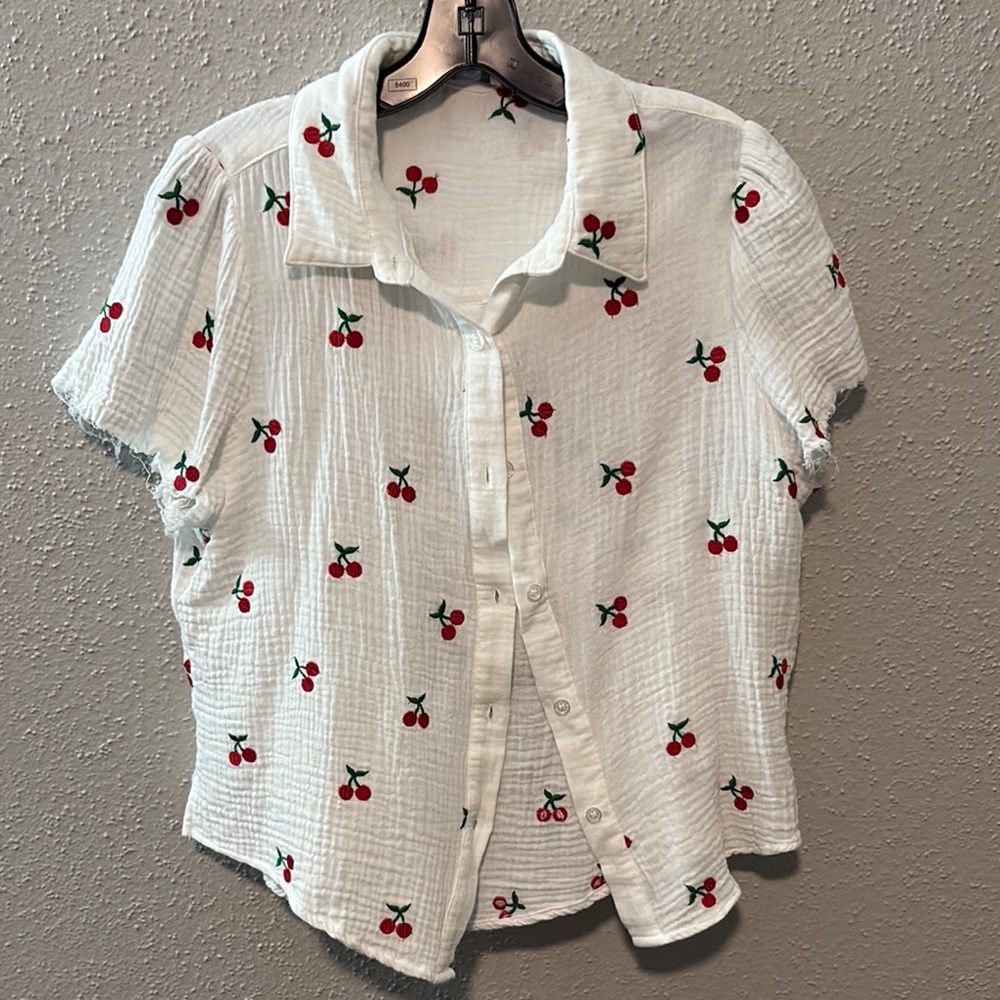 Cherry Print Button Down Shirt